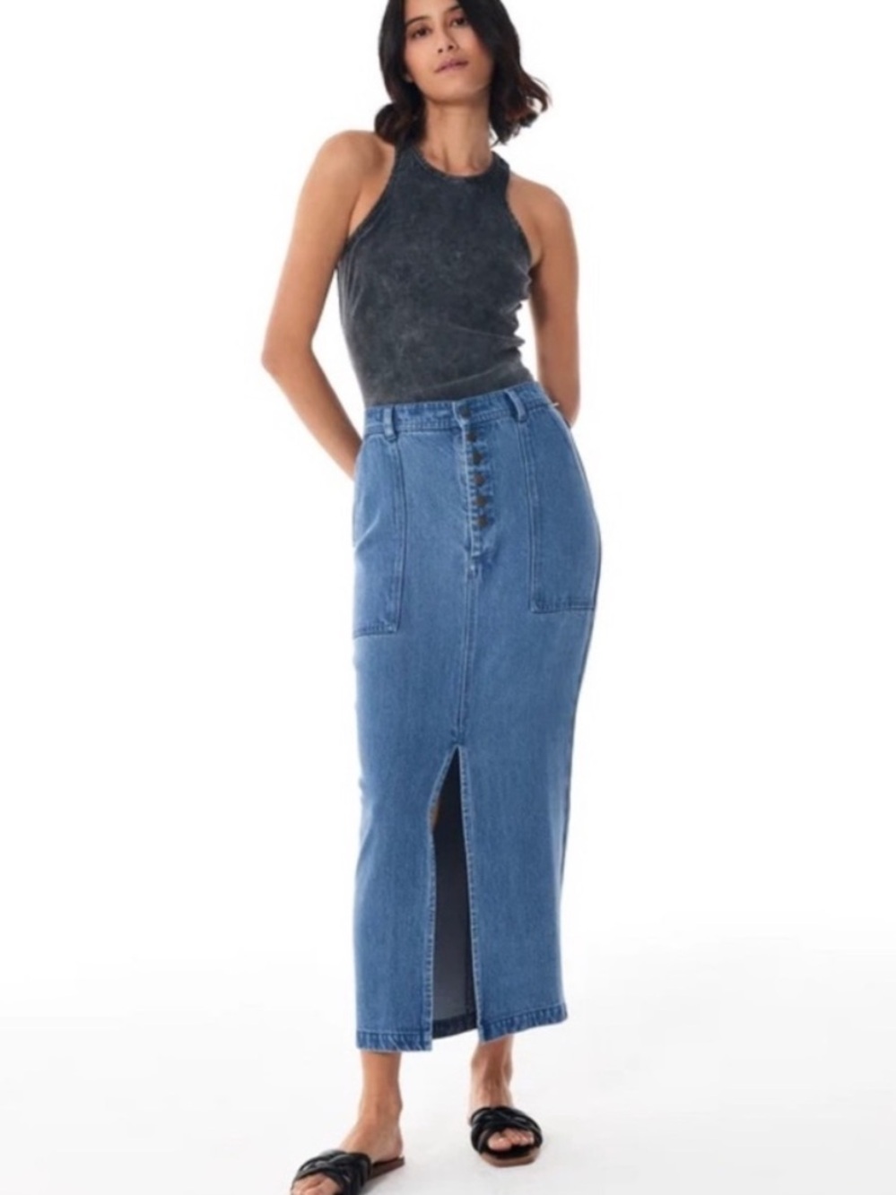 Young Fabulous & Broke YFB Denim Modal Maxi Skirt Size M